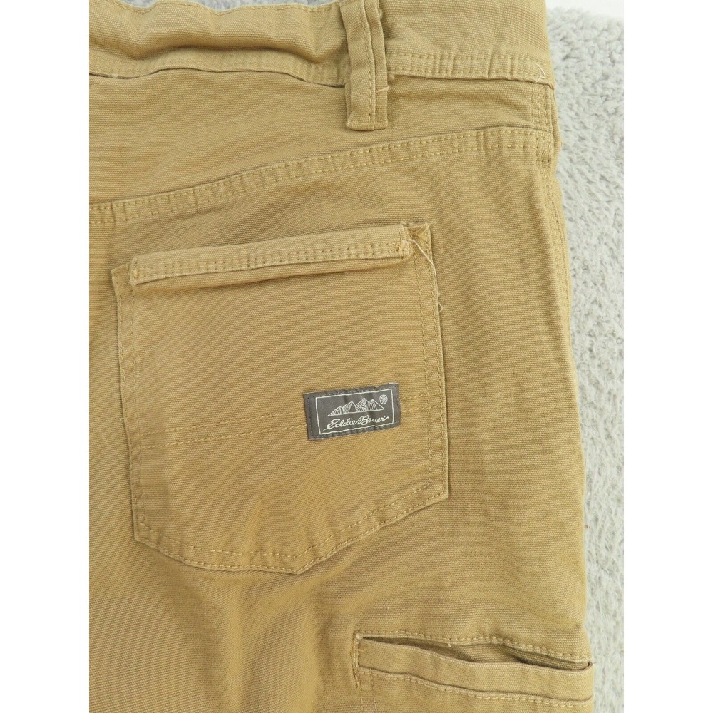 Eddie Bauer Pants 38x31 Brown Canvas Workwear Knee Reinforced Relaxed Baggy - Picture 7 of 12